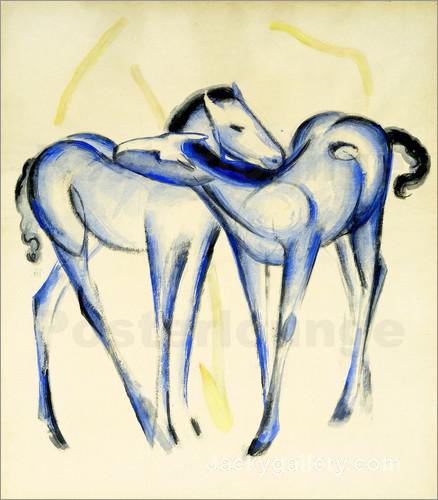 Two blue horses by Franz Marc paintings reproduction